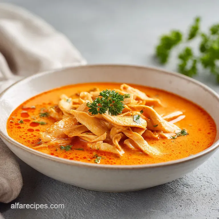 A white ceramic bowl of golden curry topped with a creamy coconut milk swirl, fresh basil, and a lime wedge.
