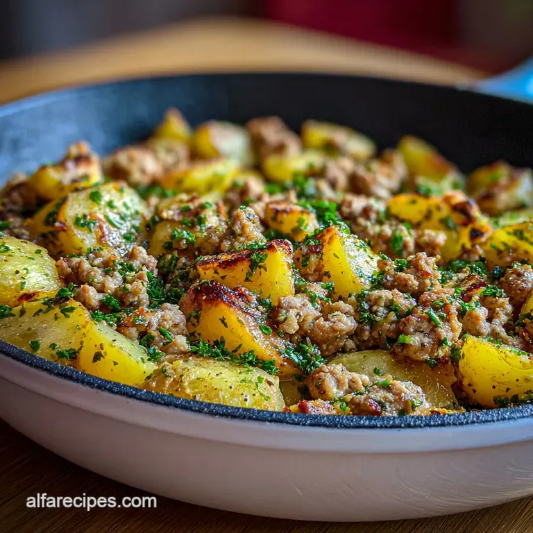 Ground Turkey and Potato Recipe with Garlic and Herbs: Crispy