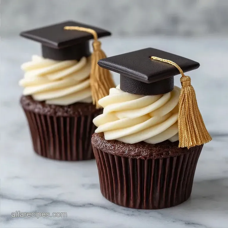 Unique Graduation Cap Cupcakes: Vanilla and Chocolate