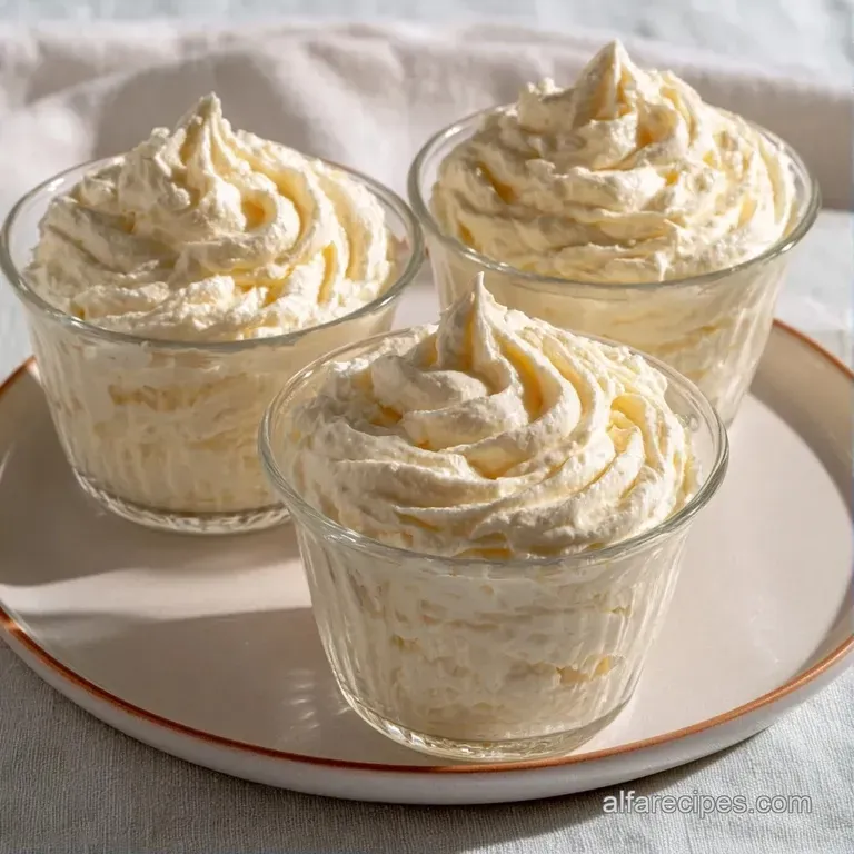Four elegant glasses of velvety white cream arranged on a marble slab with scattered red berries and mint.
